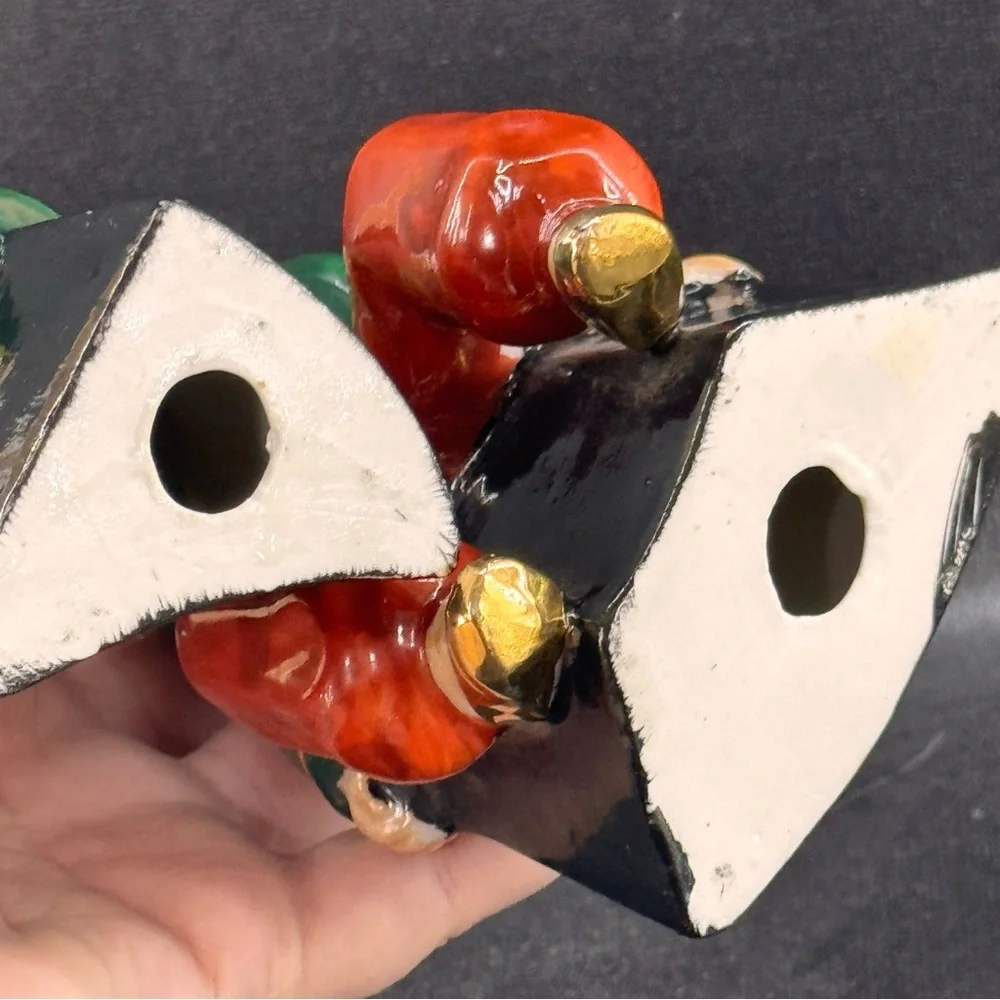 Vintage Asian Inspired Sitting Figurines Set Of 2 Spaghetti Details - Picture 6 of 7